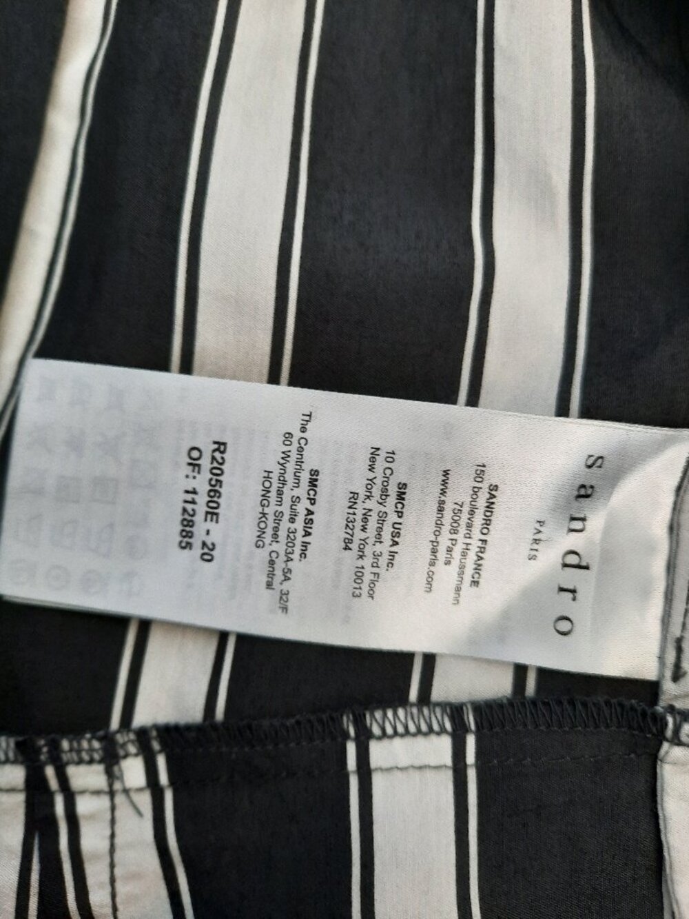 Sandro Paris Black White Striped Shirt Dress Gold Buttons Size Small - Picture 7 of 8